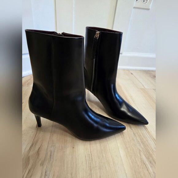 H&M Faux Leather Heeled Pointed Toe Bootie Boots Black Women's Size 8 US 39 - Picture 13 of 14